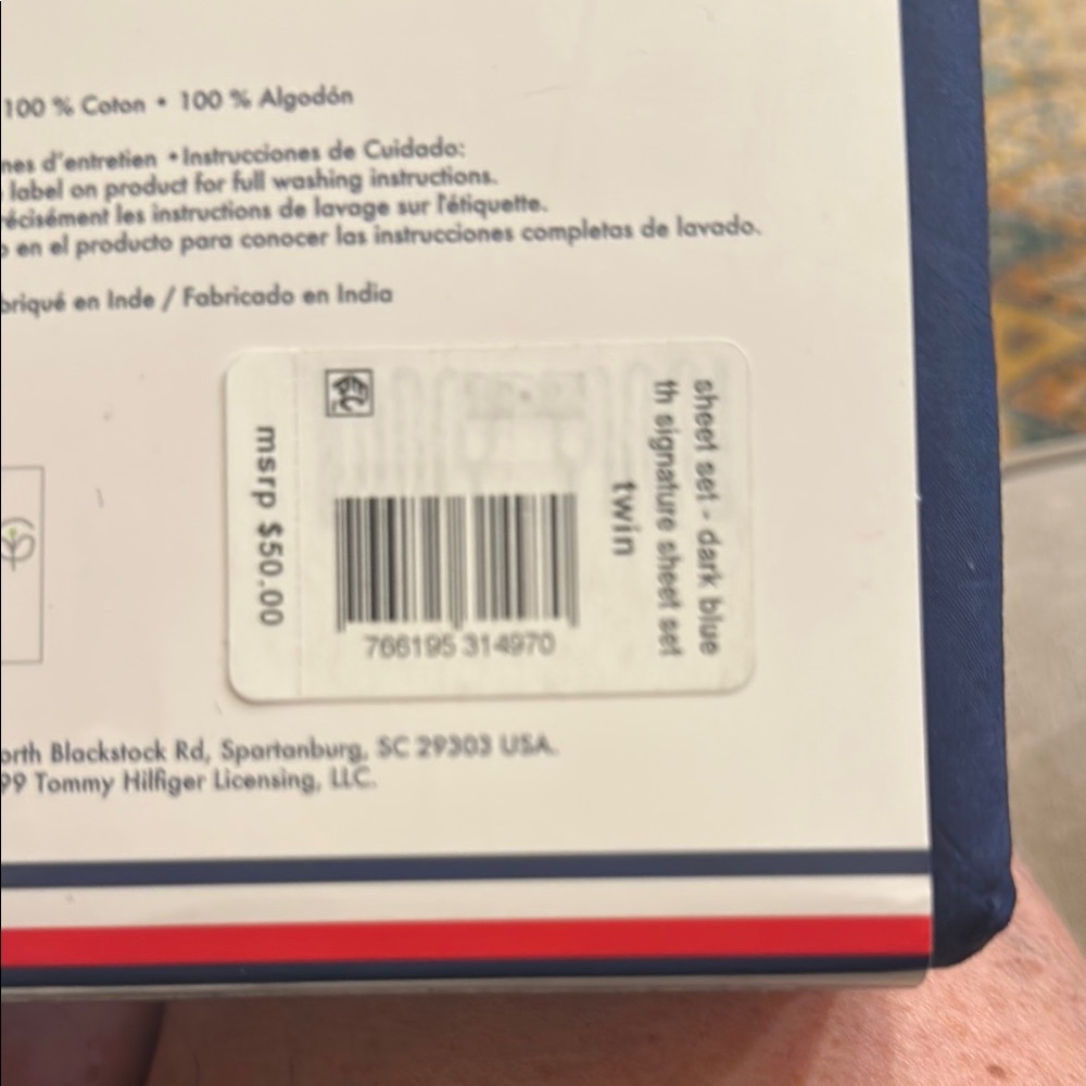 Tommy Hilfiger Navy Blue Twin Sheet Set